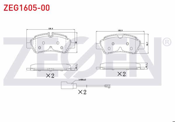 ZEGEN ZEG1605-00 | Fren Balata Fişli Arka Ford Transit (Çift Teker) 2.2 TDCI 17.00mm 2014 -