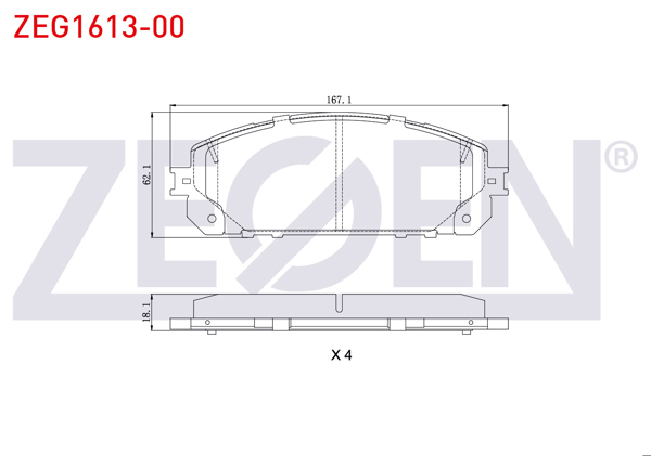 ZEGEN ZEG1613-00 | Fren Balata Ön Tel Delikli Jeep Cherokee (Kl) 2.0 Crd 2014-/ Cherokee (Kl) 3.2 V6 2014 -
