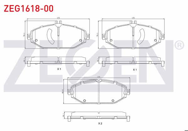 ZEGEN ZEG1618-00 | Fren Balata Ön Mercedes E Serisi (W213) E 200 2016-/ E 220 D 2016-/ E 250 2016-/ C Serisi (W205) C 300 Bluetec 2014 -
