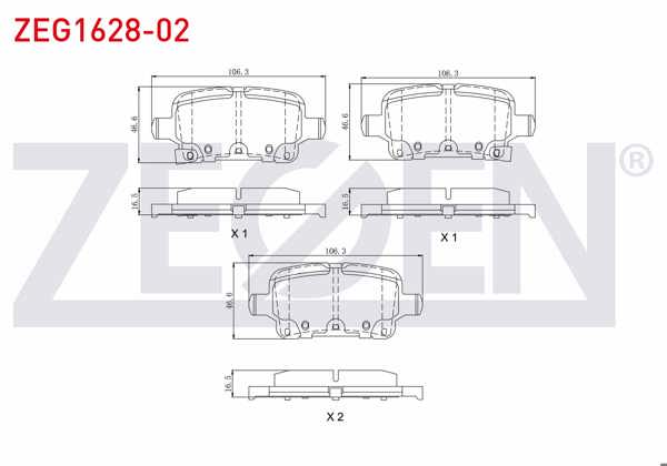 ZEGEN ZEG1628-02 | Fren Balata Arka Ikazlı Opel Astra K 1.0İ Turbo-1.4İ Turbo-1.6 CDTI 15-16 Jant 2015 -