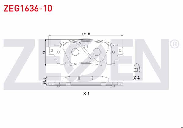 ZEGEN ZEG1636-10 | Fren Balata Arka Toyota C-Hr 1.2 T-1.8 Hybrid 2016-/ Lexus Rx (_L2_) 2.0 T-3.5 T 2015-/ Nx (_Z1_) 2.5 2014 -