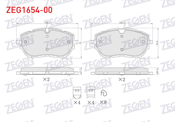ZEGEN ZEG1654-00 | Fren Balata Ön Ikazlı Peugeot 308 II 1.6 HDI 2014-/ Ds 4 II 1.6 2021-/ Opel Astra L 1.2-1.5 D 2021 -