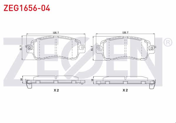 ZEGEN ZEG1656-04 | Fren Balata Ikazlı On Mazda 2 (Dl, Dj) 1.5İ 2015 -
