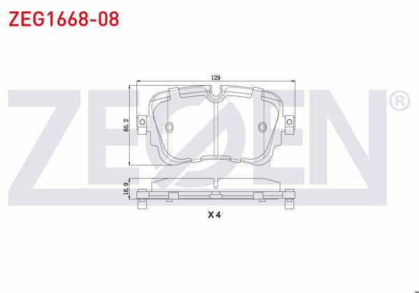ZEGEN ZEG1668-08 | Fren Balata Arka Ikazlı Audi Q7 (4M) 3.0 TDI 2015-/ Audi Q7 (4M) 2.0 TFSI 2015 -