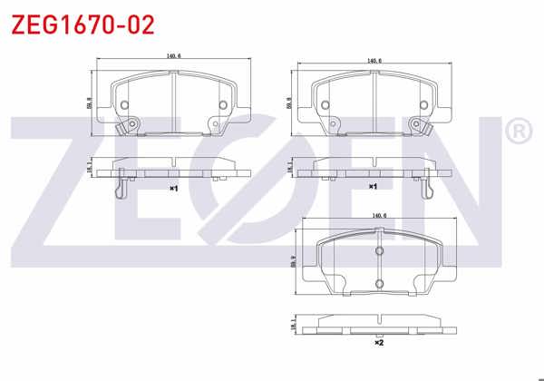 ZEGEN ZEG1670-02 | Fren Balata Ön Ikazlı Opel Mokka 1.4-1.6-1.6 CDTI 2012-/ Mokka X 1.6 CDTI 2012 -
