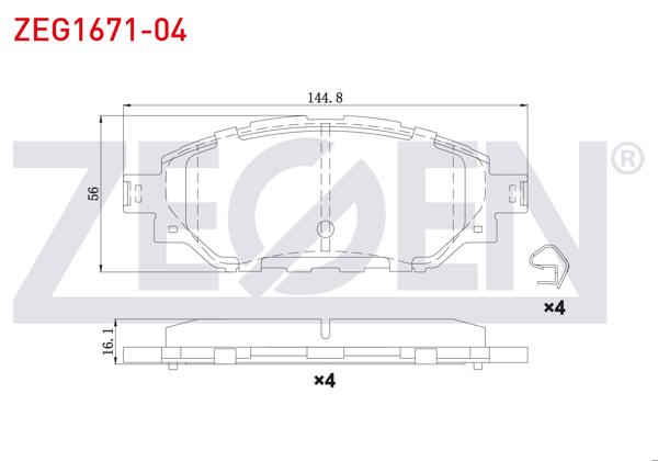 ZEGEN ZEG1671-04 | Fren Balata Ön Toyota Hı-Lux VIII Revo (N1) Pick Up 2.4 D 4X4 Espsız 2015 -