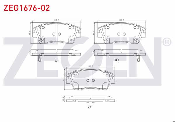 ZEGEN ZEG1676-02 | Fren Balata Ön Ikazlı Tel Delikli Hyundai Tucson (Tle) 1.6 T-GDI 2015-/ Tucson (Tle) 1.6 GDI 2015-/ Tucson (Tle) 2.0 CRDI 2015-/ Kia Sportage (Ql) 1.6 GDI 2015-/ Sportage (Ql) 2.0 CRDI 2015 -