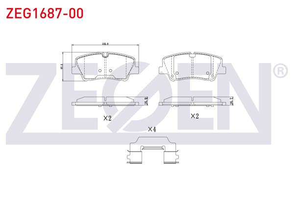 ZEGEN ZEG1687-00 | Fren Balata Arka Hyundai H350 2.5 CRDI 2015 -
