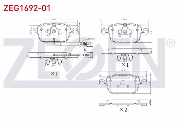 ZEGEN ZEG1692-01 | Fren Balata Fişli On Audi A4 (8W2,B9) 1.4 TFSI 2015-/ A4 (8W2,B9) 2.0 TFSI 2015-/ A4 (8W2,B9) 2.0 TDI 2015-/ A4 (8Wh,B9) Allroad Quattro 3.0 TDI 2016-/ A5 (F53) 1.4 TFSI 2017-/ A5 (F53) 2.0 TDI 2017 -