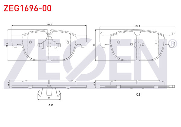 ZEGEN ZEG1696-00 | Fren Balata Ön Volvo Xc90 II 2.0 D5 2015-/ Xc90 II 2.0 T8 Hybrıd 2015-/ S90 II 2.0 D5 2016-/ V90 II 2.0 D5 2016-/ Xc60 2.0 D4 2015 -