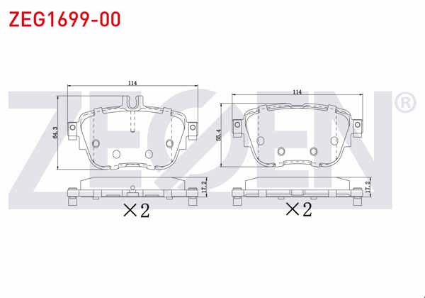ZEGEN ZEG1699-00 | Fren Balata Ikazlı Arka Mercedes E Serisi (W213) E 180 2016-/ E Serisi (W213) E 220 D 2016-/ E Serisi (W213) E 300 2016-/ E Serisi (W213) E 250 2016 -