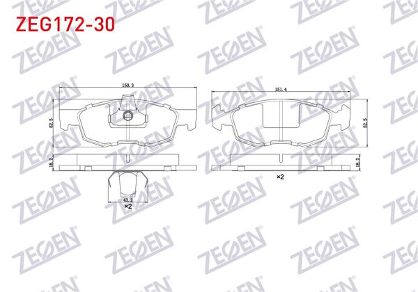 ZEGEN ZEG172-30 | Fren Balata Ön Fiat Doblo (119,223) 1.9 JTD 17.80mm 2001-2010