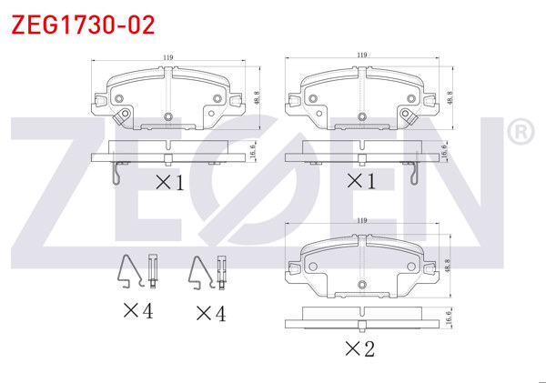 ZEGEN ZEG1730-02 | Fren Balata Ikazlı Arka Honda Cr-V V (Rw_, Rt_) 1.5İ V-Tec 2016 -
