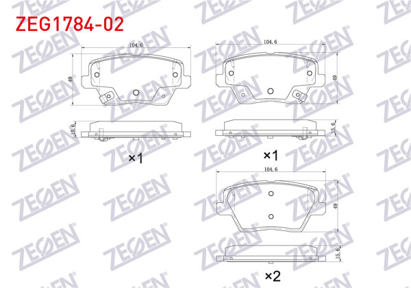 ZEGEN ZEG1784-02 | Fren Balata Arka Ikazlı Hyundai i30 1.4 Mpı-1.4 T-GDI-1.6 CRDI 2016-/ Kia Ceed 1.4-1.4 T-GDI-1.6-1.6 CRDI 2018-/ Xceed 1.6 CRDI 2019 -