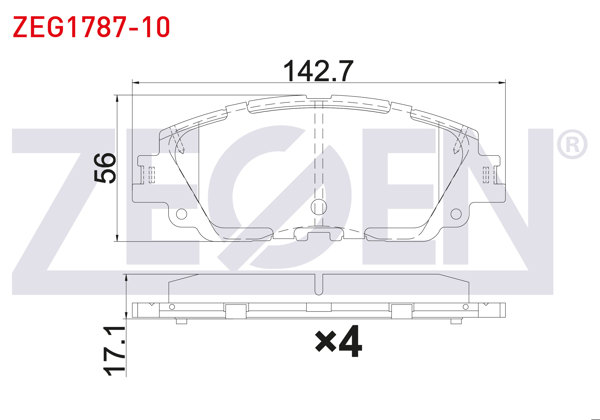 ZEGEN ZEG1787-10 | Fren Balata Ön Toyota Rav 4 V (_A5_, _H5_) 2.5 Hybrid 2018-/ Corolla Cross 1.8 Hybrıd
