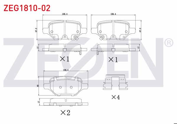 ZEGEN ZEG1810-02 | Fren Balata Arka Ikazlı Opel Mokka 1.4-1.6-1.6 CDTI 2012-/ Mokka X 1.6 CDTI 2012 -
