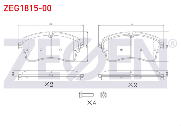 ZEGEN ZEG1815-00 | Fren Balata Ön Land Rover Discovery V (Lr) 2.0 D 2016-/ Discovery V (Lr) 3.0 2016-/ Jaguar E-Pace 2.0 Awd 2017 -