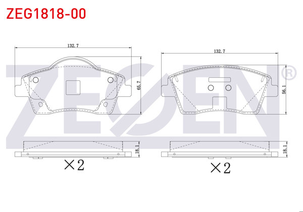 ZEGEN ZEG1818-00 | Fren Balata Ön Volvo Xc40 1.5 T3-2.0 D3-2.0 D4 16 Jant Disk Çapı 296mm 2018 - | 1 Adet