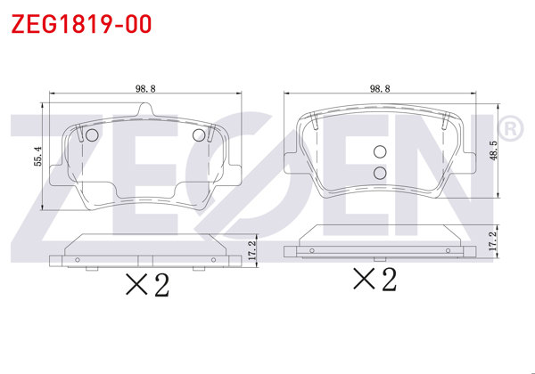 ZEGEN ZEG1819-00 | Fren Balata Arka Volvo Xc40 1.5 T3 2018-/ Xc40 2.0 D3 2018-/ Xc40 2.0 D4 2018 -