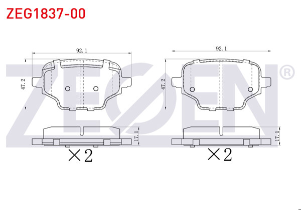 ZEGEN ZEG1837-00 | Fren Balata Arka Peugeot Rifter 2018-/ Partner 2018-/ Toyota Proace City 2019-/ Opel Combo 2018-/ Citroen Berlingo 2018-/ Fiat Doblo 2022 -