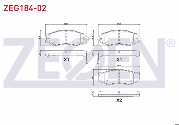 ZEGEN ZEG184-02 | Fren Balata Ön Ikazlı Nissan Navara (D22) 2.5 DCI 1997-2004 / Pick Up (D21) 2.5 D 1985-1998 / Vanette (C22) 2.0 D 1983-1988 / Vanette (C22) 1.5 1983-1988