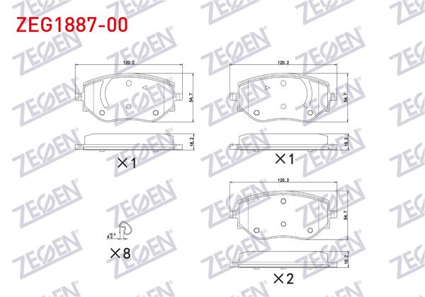 ZEGEN ZEG1887-00 | Fren Balata Ön Renault Clio V 1.0 Sce-1.0 TCE-1.5 Blue DCI 2020-/ Nissan Micra IV (K14) 1.0 Ig-T 2018 -