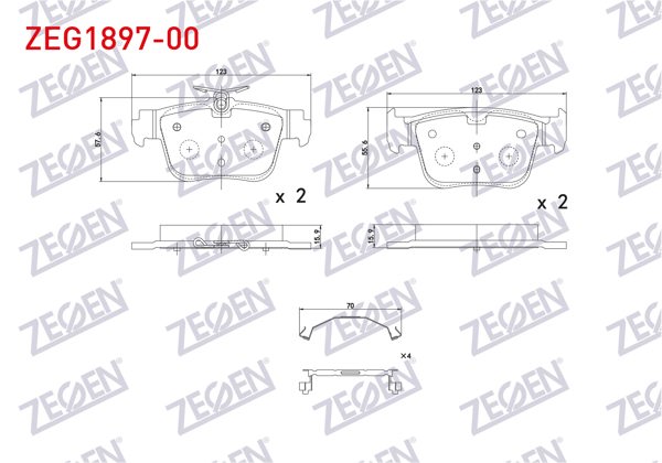 ZEGEN ZEG1897-00 | Fren Balata Arka 300mm Disk VW Golf VIII-Caddy V 2020-/ Skoda Octavia IV (Nx3) 2020-/ Seat Leon (Kl1) 2019-/ Audi A3 Sportback (8Ya) 2019-/ Cupra Formentor 1.5 TSI 2020 - | 1 Adet