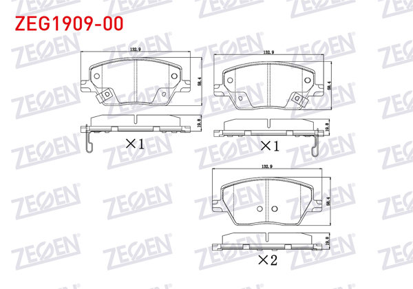 ZEGEN ZEG1909-00 | Fren Balata Ön Ikazlı Fiat Egea 1.3 Mjt-1.6 Mjt-1.4 16V-1.6 16V 2015-/ 1.6 2020 -