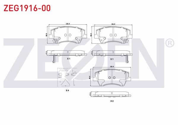 ZEGEN ZEG1916-00 | Fren Balata Ön Ikazlı Tel Delikli Ince Kulaklı Hyundai Elantra 1.6 CRDI-1.6 D-Cvvt 2015 -