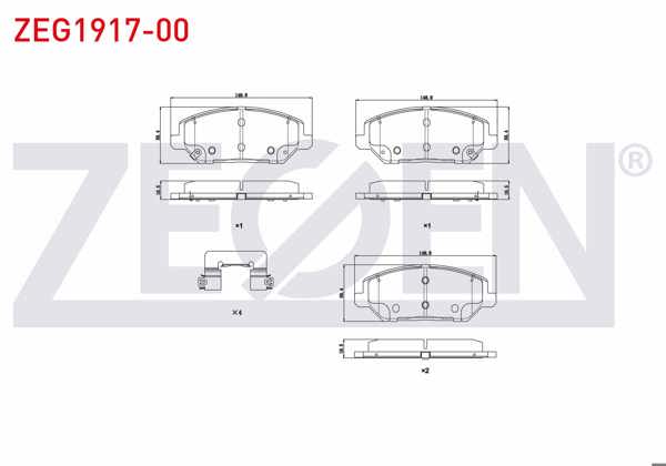 ZEGEN ZEG1917-00 | Fren Balata Ön Ikazlı Tel Delikli Hyundai i30 (Pde, Pd) 1.6 CRDI 2016-/ i30 (Pde, Pd) 1.4 Mpı 2016-/ Kia Ceed 1.6 CRDI 2006-2012