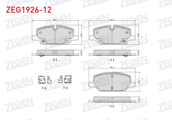 ZEGEN ZEG1926-12 | Fren Balata Ön Ikazlı Opel Insignia B 1.5T-1.6 CDTI-2.0 CDTI-2.0T 17 Jant 2017 -