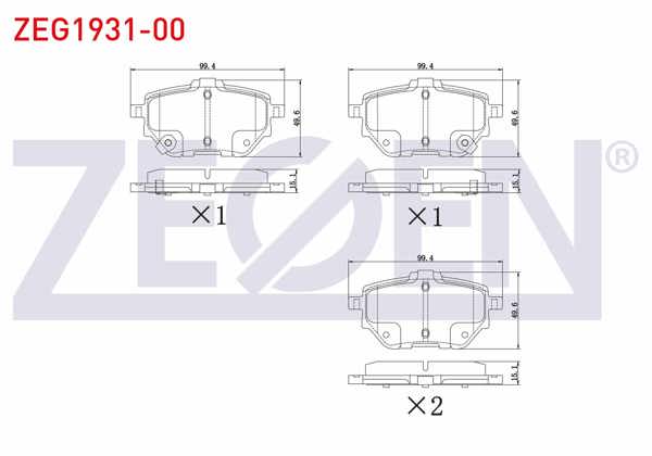 ZEGEN ZEG1931-00 | Fren Balata Arka Ikazlı Toyota Corolla (E21) 1.6 Vvt-I 2019-Elektronık Park Frenı Olmayan Aracalar İçin