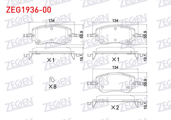 ZEGEN ZEG1936-00 | Fren Balata Ön Ikazlı Fiat Egea Cross 1.3 Mtj-1.4-1.6-1.6 Mtj 2015-/ 1.0-1.6 Mtj 2020 -