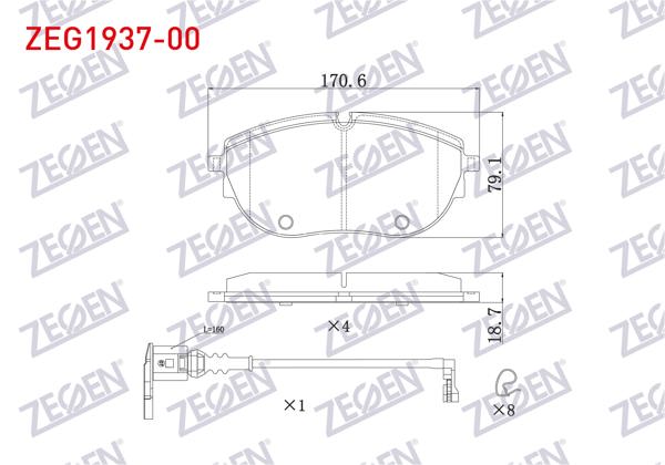 ZEGEN ZEG1937-00 | Fren Balata Ön Fişli Volkswagen Transporter VII 2019 -