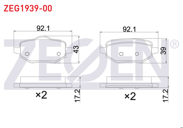 ZEGEN ZEG1939-00 | Fren Balatası Arka Peugeot 208 II-2008 II-Ds3 Crossback 1.2 Puretech-1.5 Bluehdı 2019-/ Opel Corsa F 1.2-1.5 D 2019-/ Citroen C4 X