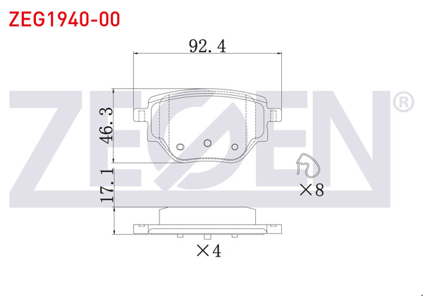ZEGEN ZEG1940-00 | Fren Balatası Arka Peugeot 208 II-2008 II 1.2 Puretech-1.5 Bluehdı 2019-/ Opel Corsa F 1.2-1.5 D 2019-/ Citroen C4 X