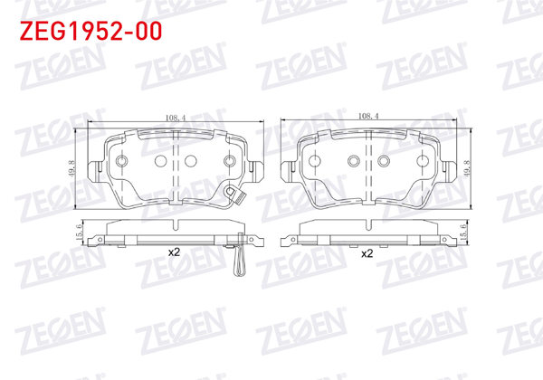 ZEGEN ZEG1952-00 | Fren Balata Arka Ikazlı Chery Omoda 5, Tıggo 8 Pro 2023-/ Jaecoo J7 2024 -