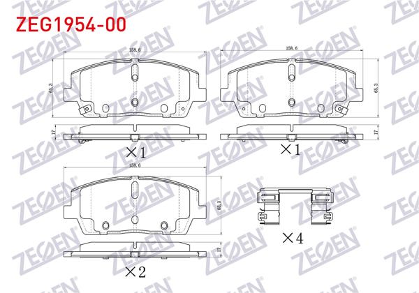 ZEGEN ZEG1954-00 | Fren Balata Ön Ikazlı Hyundai Santa Fe IV 2018-2020 / Kia Sorento III 2015 -