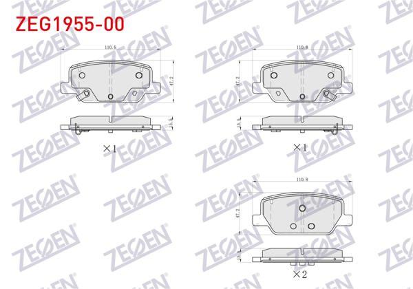 ZEGEN ZEG1955-00 | Fren Balata Arka Ikazlı Hyundai Santa Fe IV 2018 -
