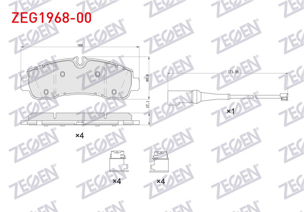 ZEGEN ZEG1968-00 | Fren Balata Arka Ford Custom (V710) Çift Teker 2023 -