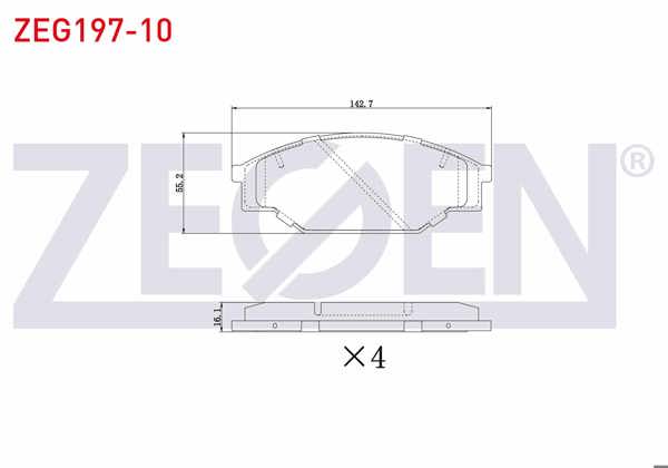 ZEGEN ZEG197-10 | Fren Balata Ön Tel Delikli Toyota Hı-Lux Pick Up (_N_) 2.4 D 4X4 1983-2005 / Hı-Ace II (H5_) 2.4 D 1983-1989 / Hı-Lux Pick Up (_N_) 2.5 D 1983-2005