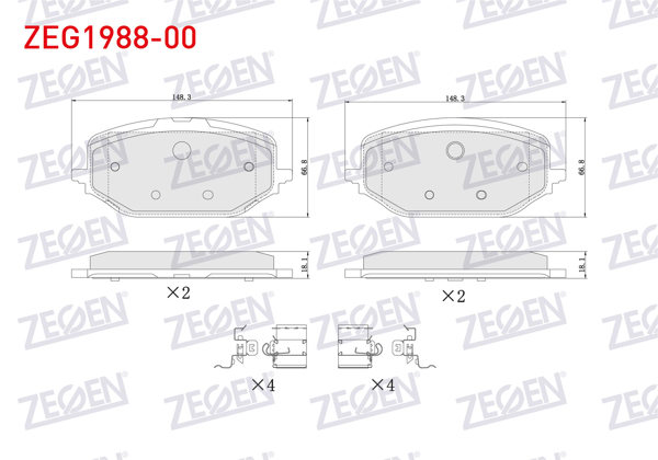 ZEGEN ZEG1988-00 | Fren Balata Ön Fiat Doblo 2022-/ Peugeot Rifter 2019-/ Partner 2021-/ 308 III 2021-/ 508 II 2019-/ Citroen Berlingo 2021-/ Ds 4 II 2021-/ Opel Astra L 2021-/ Combo E 2019-/ Grandland 2017 -