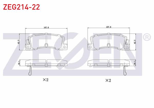 ZEGEN ZEG214-22 | Fren Balata Arka Ikazlı Toyota Avensis (T22) 1.6 Vvt-I 1997-2003 / Avensis (T22) 2.0 Vvt-I 1997-2003 / Camry (_V30) 2.4 Vvt-I 2001-2006 / Camry (_V30) 3.0 V6 2001-2006