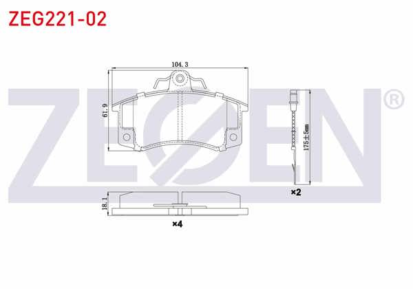 ZEGEN ZEG221-02 | Fren Balata Ön Fişli Lada Samara 1500 1986-1994 / Vega (2110) 1.6İ 16V 2000-/ Kalına (1118) 1.6İ 2004-/ Vega (2110) 1.6İ 8V 2000 -