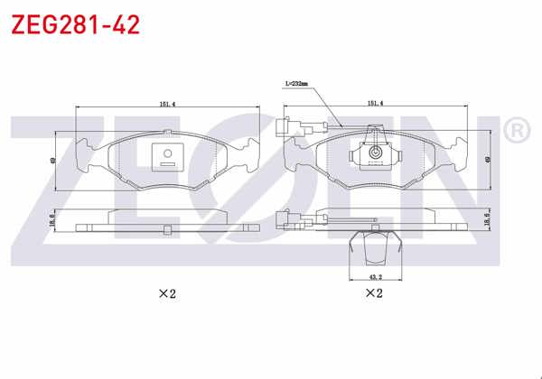 ZEGEN ZEG281-42 | Fren Balata Ön Fişli Fiat Palio 1.2İ 16V 1996-2005 / Palio 1.4İ 1996-2005 / Palio 1.6İ 16V 1996-2005 / Albea 1.2 1996-2003 / Albea 1.6 1996-2003 / Siena 1.4İ 1997-2002 / Siena 1.6İ 16V 1997-2002