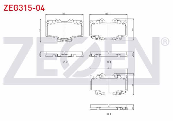 ZEGEN ZEG315-04 | Fren Balata Ön Toyota Hı-Lux Pick Up (_N_) 2.4 D 1983-2005 / Hı-Lux Pick Up (_N_) 2.5 D 1983-2005 / Land Cruiser 80 (_J8_) 4.2 D 1990-1997 / Land Cruiser 90 (_J9_) 3.0 D 1996-2002