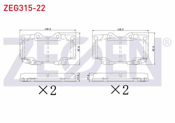 ZEGEN ZEG315-22 | Fren Balata Ön Toyota Hı-Lux Pick Up 2.5 D 2005-2011 / Hı-Lux Pick Up 2.5 D-4D 2005-2011 / Hı-Lux Pick Up 3.0 D-4D 2005-2011