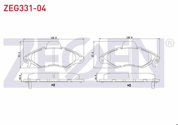ZEGEN ZEG331-04 | Fren Balata Ön Ikazlı Ford Escort VII 1.3 1995-1999 / Escort VII 1.4 1995-1999 / Escort VII 1.6 16V 1995-1999 / Escort VII 1.8İ 1995-1999