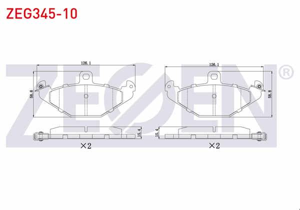 ZEGEN ZEG345-10 | Fren Balata Arka Renault Laguna I (B56,556) 1.6İ 1993-2001 / 1.8İ 16V 1993-2001 / 1.9 Dtı 1993-2001 / Espace III 2.0 1996-2002 / Safrane 2.0İ 1992-2000