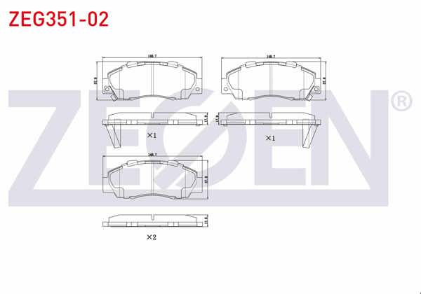 ZEGEN ZEG351-02 | Fren Balata Ön Ikazlı Honda Accord IV-V-VI 1.6İ 2.0İ 16V 1990-1993-1997 / Accord VI 1.6İ 2.0İ Ls 1997-2003 / Hr-V (Gh) 1.6 1999-/ Cr-VI 2.0İ 16V 1995-2002 / Integra 2.0İ 16V 2001 -
